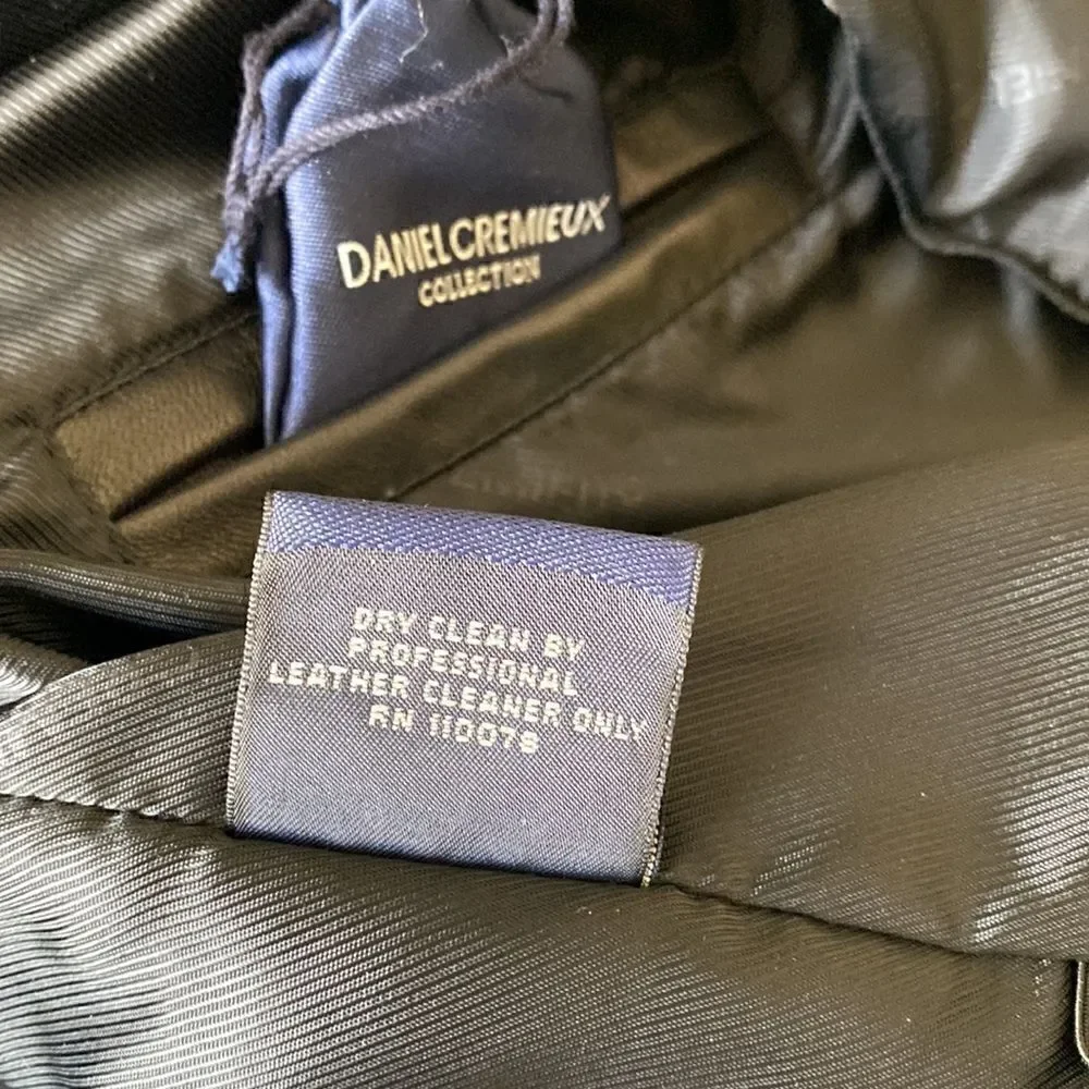 Daniel Cremieux Men’s Black Genuine Lamb Skin Leather Jacket Wool Lining Size L